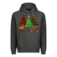 Charcoal Heather merry christmas trees Premium Hoodie - NancyCooperArtShop