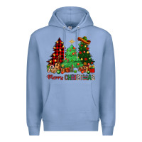 Colony Blue merry christmas trees Premium Hoodie - NancyCooperArtShop