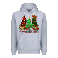 Heather Grey merry christmas trees Premium Hoodie - NancyCooperArtShop