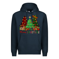 Navy merry christmas trees Premium Hoodie - NancyCooperArtShop
