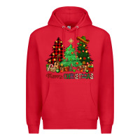 Red merry christmas trees Premium Hoodie - NancyCooperArtShop