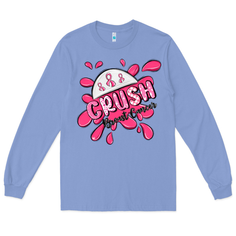 Crush Breast Cancer Long Sleeve Tee by MaliasSmallBusiness | Teevron
