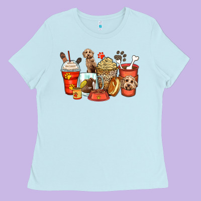 Labradoodle Coffee Cups Ladies Tee Designed By Zillion Design Studio