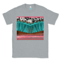 Heather Grey western fringe cowhide leopard Classic Tee - BarkalooDesign