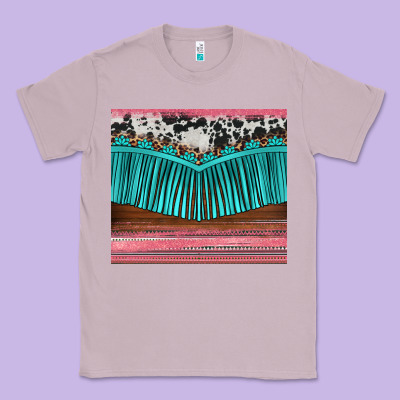 Western Fringe Cowhide Leopard Classic Tee Designed By Barkaloodesign
