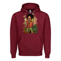Burgundy black afro boy love Zipper Hoodie - NancyCooperArtShop
