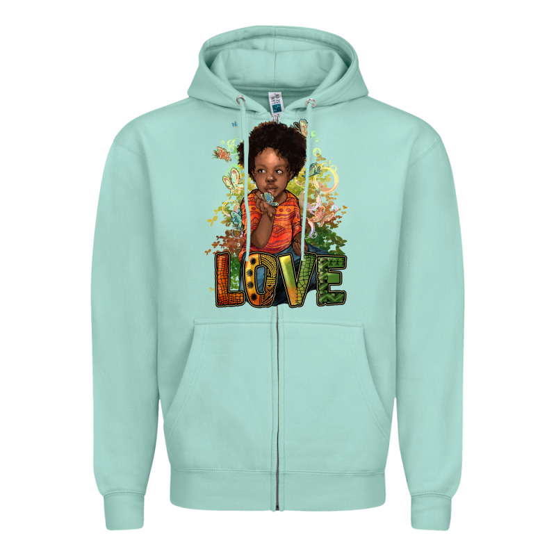 Black Afro Boy Love Zipper Hoodie by NancyCooperArtShop | Teevron