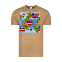 Vintage Camel usa map cactus and sunflower seamless pattern Vintage Tee - BundleAndBundleShop
