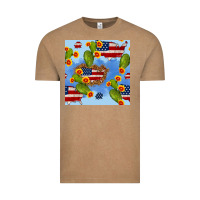 Vintage Coffee usa map cactus and sunflower seamless pattern Vintage Tee - BundleAndBundleShop