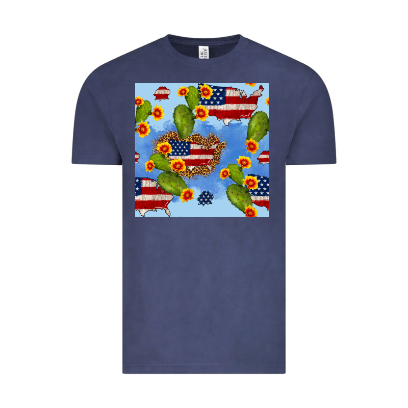 Usa Map Cactus And Sunflower Seamless Pattern Vintage Tee by BundleAndBundleShop | Teevron