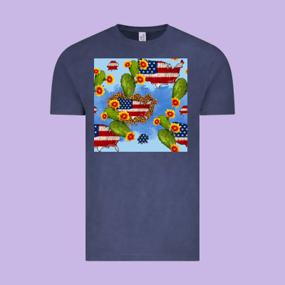 Usa Map Cactus And Sunflower Seamless Pattern Vintage Tee Designed By Bundleandbundleshop