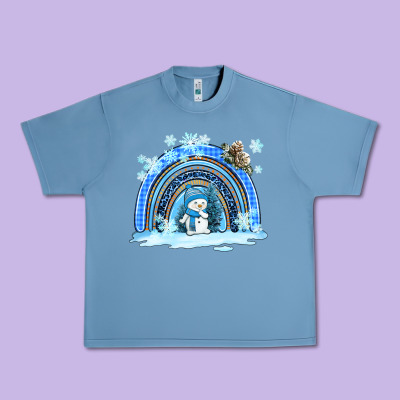 Winter   Rainbow And Snowman Urban Heavy Tee Designed By Adodesignshop