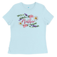Baby Blue floral mother Ladies Tee - RanaPortraitStore