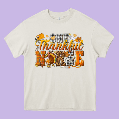 One Thankful Nurse Heavy Core Tee Designed By Texasbilliewilder