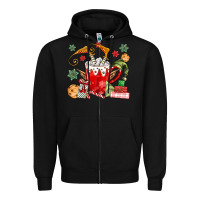 Black cup of chocolate and cookies Zipper Hoodie - MaliasSmallBusiness