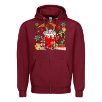 Burgundy cup of chocolate and cookies Zipper Hoodie - MaliasSmallBusiness