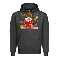Charcoal Heather cup of chocolate and cookies Zipper Hoodie - MaliasSmallBusiness