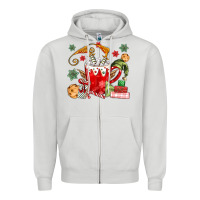 Dove Grey cup of chocolate and cookies Zipper Hoodie - MaliasSmallBusiness