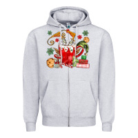 Heather Grey cup of chocolate and cookies Zipper Hoodie - MaliasSmallBusiness