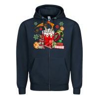 Navy cup of chocolate and cookies Zipper Hoodie - MaliasSmallBusiness