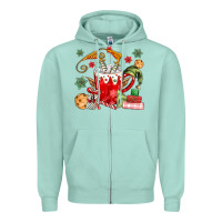 Seafoam cup of chocolate and cookies Zipper Hoodie - MaliasSmallBusiness