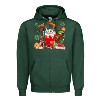 Sports Green cup of chocolate and cookies Zipper Hoodie - MaliasSmallBusiness