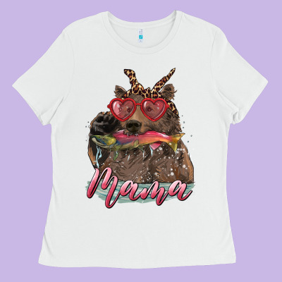 Mother's Day Mama Bear Wıth Bandana And Glasses Ladies Tee Designed By Ranaportraitstore
