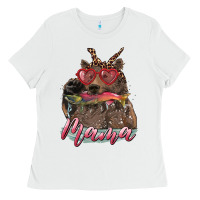 White mother's day mama bear wıth bandana and glasses Ladies Tee - RanaPortraitStore