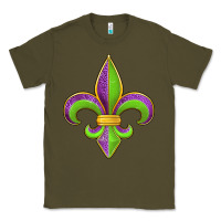 Army Green mardi gras fleur de lis leopard Classic Tee - Jasminsmagicworld