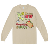 Mushroom i'm here for the margaritas and tacos Long Sleeve Tee - MaliasSmallBusiness