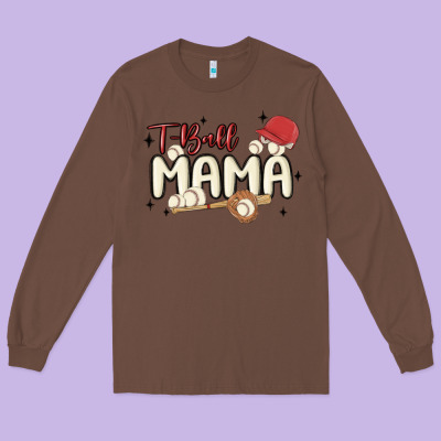 T Ball Mama Baseball Long Sleeve Tee Designed By Maliassmallbusiness