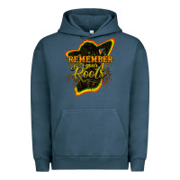 Pigment Midnight Navy Remember your roots Urban Hoodie - HowdyJamesFarm