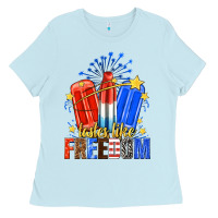 Baby Blue tastes like freedom popsicles billie wilder Ladies Tee - texasbilliewilder