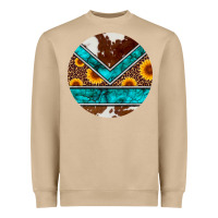 Mushroom turquoise cowhide leopard sunflowers round Heavyweight Sweatshirt - Artiststas