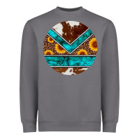 Storm turquoise cowhide leopard sunflowers round Heavyweight Sweatshirt - Artiststas