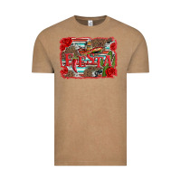 Vintage Coffee fiesta with sombrero background Vintage Tee - Artiststas