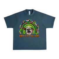 Midnight Navy Western Happy St. Patrick's Day Cow Rainbow Urban Heavy Tee - Artiststas