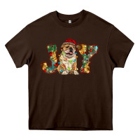 Chocolate Brown bulldog christmas joy Heavy Core Tee - RanaPortraitStore