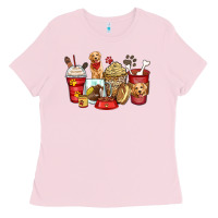 Bubblegum Pink golden retriever coffee cups Ladies Tee - Zillion Design Studio
