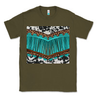 Army Green western cowhide leopard turquoise fringed Classic Tee - BarkalooDesign