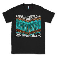Black western cowhide leopard turquoise fringed Classic Tee - BarkalooDesign