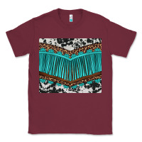 Burgundy western cowhide leopard turquoise fringed Classic Tee - BarkalooDesign