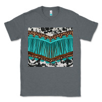 Charcoal Heather western cowhide leopard turquoise fringed Classic Tee - BarkalooDesign