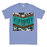 Colony Blue western cowhide leopard turquoise fringed Classic Tee - BarkalooDesign