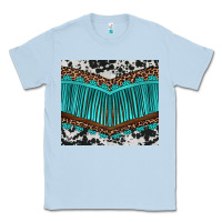 Dusty Blue western cowhide leopard turquoise fringed Classic Tee - BarkalooDesign