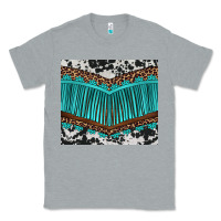 Heather Grey western cowhide leopard turquoise fringed Classic Tee - BarkalooDesign