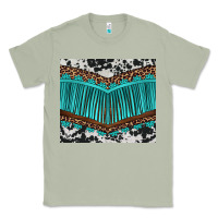 Matcha western cowhide leopard turquoise fringed Classic Tee - BarkalooDesign