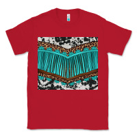 Red western cowhide leopard turquoise fringed Classic Tee - BarkalooDesign