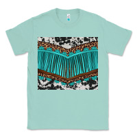 Seafoam western cowhide leopard turquoise fringed Classic Tee - BarkalooDesign