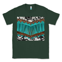 Sports Green western cowhide leopard turquoise fringed Classic Tee - BarkalooDesign